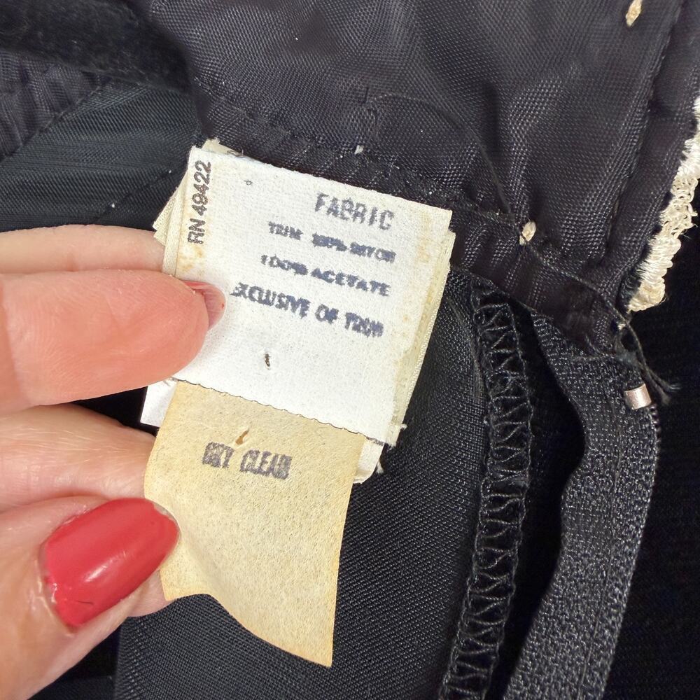Vintage 1980s Gunne Sax Jessica McClintock Black Velvet Midi Dress Basque 9 - Picture 13 of 16